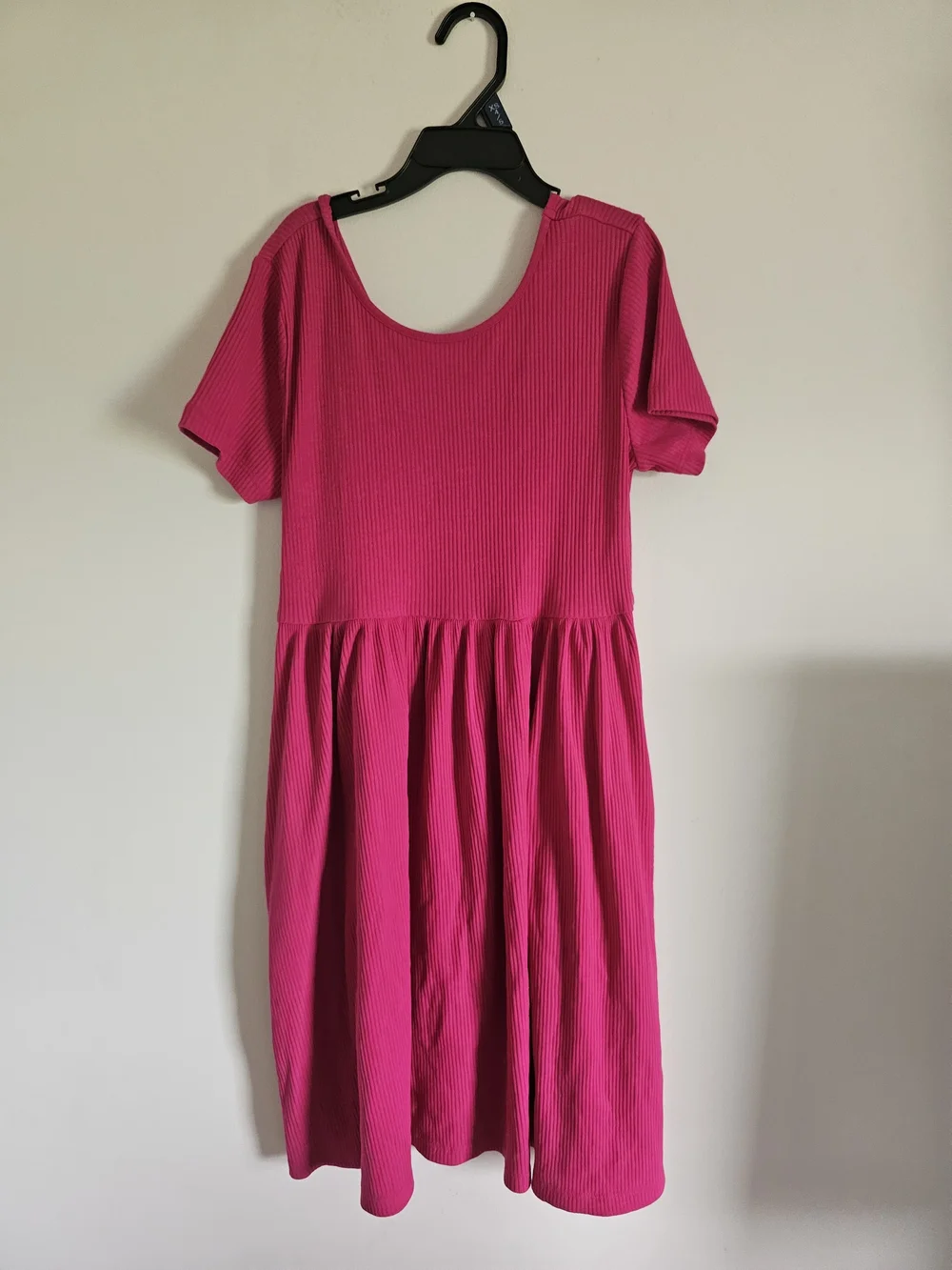 Old Navy Hot Pink Ribbed Short Sleeve Dress